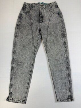 Vintage 80s Lee Riders 13 MED Acid Wash Jeans Made in USA Plaid Lined 30x29